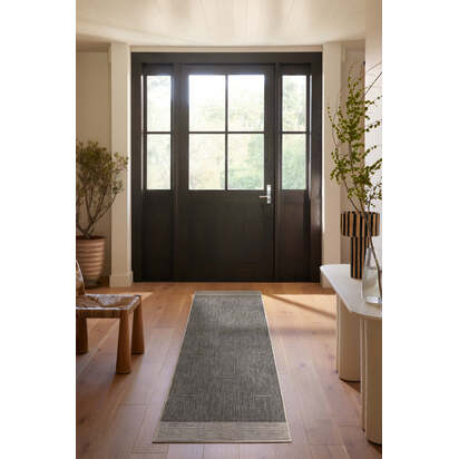 Solvi Charcoal Flatwoven Rug - 200 x 290 cm - Rug + Cushioned Pad System
