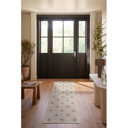 Crosby Birch & Charcoal Flatwoven Rug - 200 x 290 cm - Rug + Cushioned Pad System