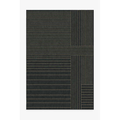 Bowie Charcoal Flatwoven Rug - 200 x 290 cm - Rug + Cushioned Pad System