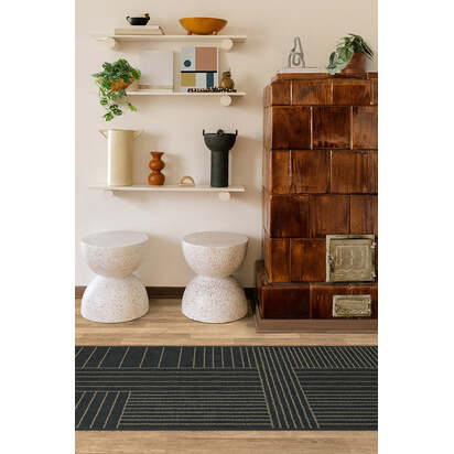 Bowie Charcoal Flatwoven Rug - 200 x 290 cm - Rug + Cushioned Pad System