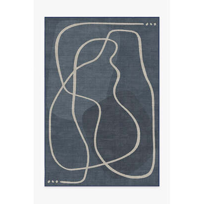 Strova Dusk Blue Flatwoven Rug - 200 x 290 cm - Rug + Cushioned Pad System