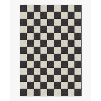 Jaque Checkered Black Flatwoven Rug - 200 x 290 cm - Rug + Cushioned Pad System