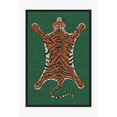 Tiger Emerald Flatwoven Rug by Jonathan Adler - 200 x 290 cm - Rug + Cushioned Pad System