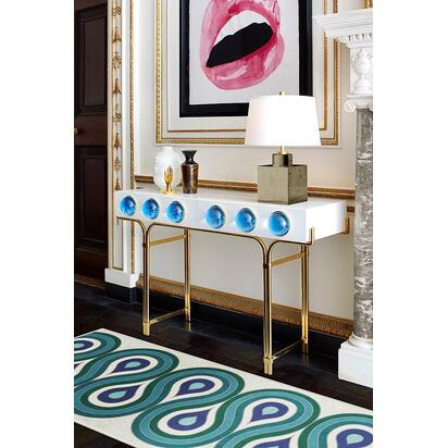 Milano Peacock Flatwoven Rug by Jonathan Adler - 200 x 290 cm - Rug + Cushioned Pad System
