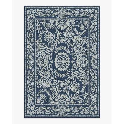 Delphina Navy Blue Flatwoven Rug - 200 x 290 cm - Rug + Cushioned Pad System