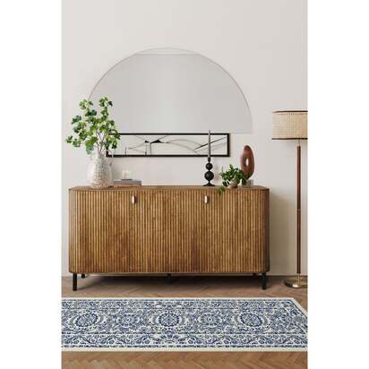 Delphina Delft Blue Flatwoven Rug - 200 x 290 cm - Rug + Cushioned Pad System