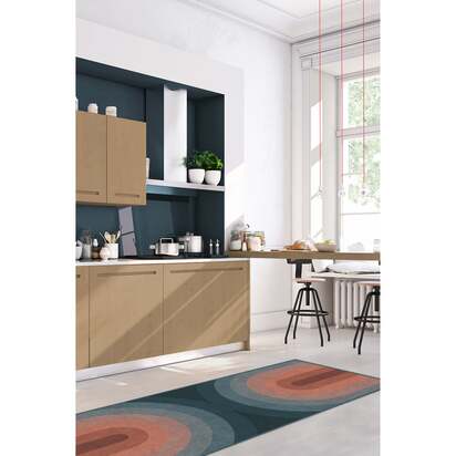 Absida Teal Flatwoven Rug - 200 x 290 cm - Rug + Cushioned Pad System