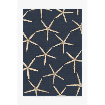 Starfish Navy Flatwoven Rug - 200 x 290 cm - Rug + Cushioned Pad System