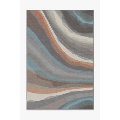 Watercolour Waves Sandstone Flatwoven Rug - 200 x 290 cm - Rug + Cushioned Pad System