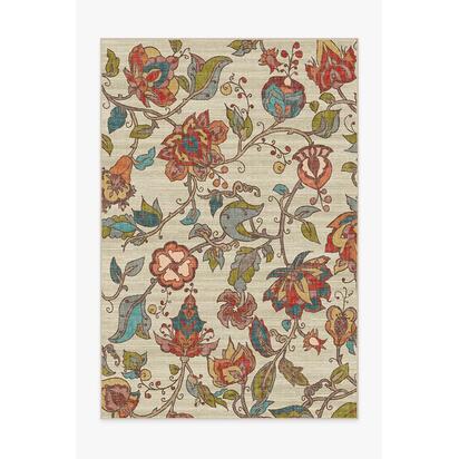 Frida Floral Natural Flatwoven Rug - 200 x 290 cm - Rug + Cushioned Pad System