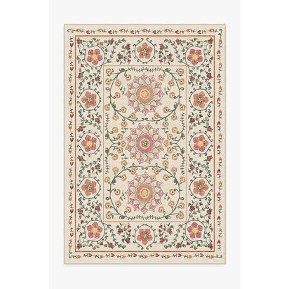 Suzani Coral Flatwoven Rug - 200 x 290 cm - Rug + Cushioned Pad System