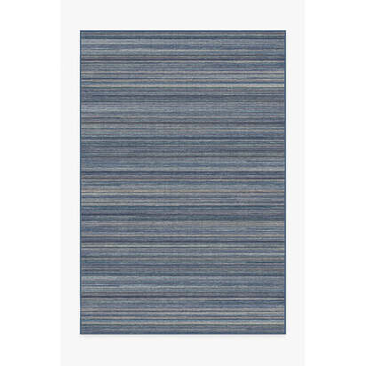 Multi Stripe Blue Flatwoven Rug - 200 x 290 cm - Rug + Cushioned Pad System