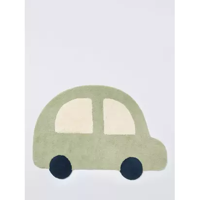John Lewis Kids' Car Tufted Cotton Rug, 67 x 100cm, Green Green | H0.50 x W67 x D100cm