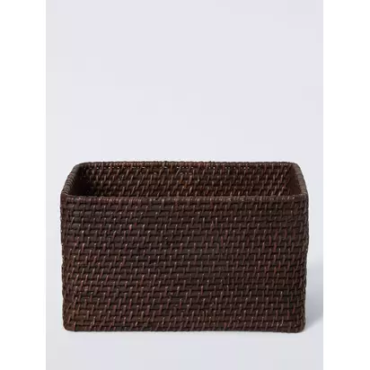 John Lewis Rattan Storage Basket, Cocoa Cocoa | H20 x W22 x D35cm