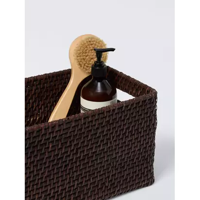 John Lewis Rattan Storage Basket, Cocoa Cocoa | H20 x W22 x D35cm