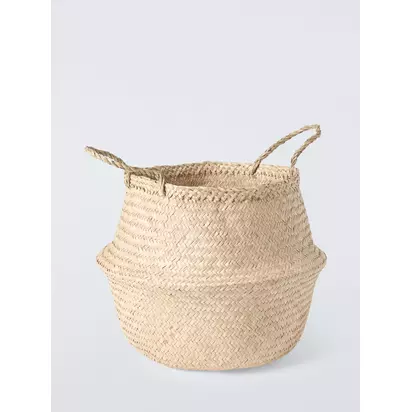 John Lewis Seagrass Belly Basket, Dia.40cm Natural | H45 x W40 x D40cm