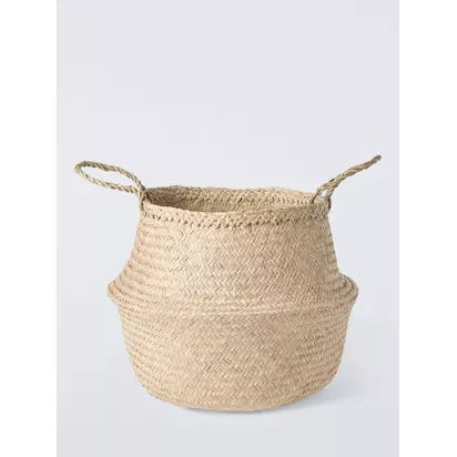 John Lewis Seagrass Belly Basket, Dia.40cm Natural | H45 x W40 x D40cm