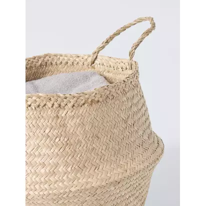 John Lewis Seagrass Belly Basket, Dia.40cm Natural | H45 x W40 x D40cm