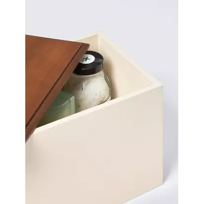 John Lewis Lacquered Storage Box, Medium Ecru | 18.00x20.00x32.00cm