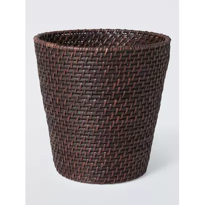 John Lewis Slim Rattan Wastepaper Basket, Cocoa Cocoa | H26 x W26 x D26cm