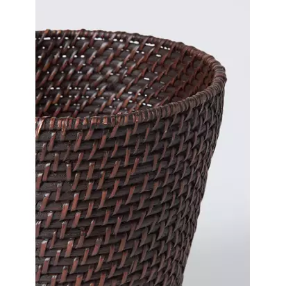 John Lewis Slim Rattan Wastepaper Basket, Cocoa Cocoa | H26 x W26 x D26cm