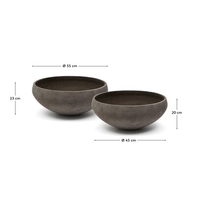 Set of 2 Nura terracotta cement-effect planters Ã˜55 cm