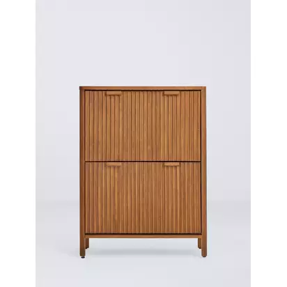 John Lewis Slatted Bamboo Shoe Cabinet, 2 Tier Dark Bamboo | 103.00x77.00x27.20cm