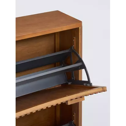 John Lewis Slatted Bamboo Shoe Cabinet, 2 Tier Dark Bamboo | 103.00x77.00x27.20cm