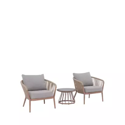 KETTLER Messina Companion 2-Seater Garden Side Table & Lounge Chairs Set Grey