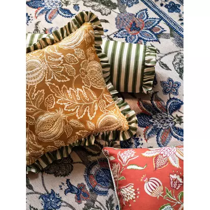 John Lewis x Sanderson Cantaloupe Frilled Cushion Hay | 50 x 50cm