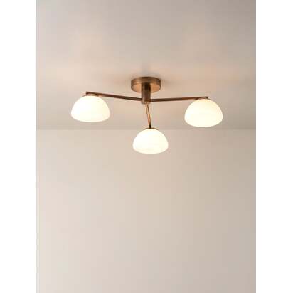 Silio - 3 light aged brass and opal flush