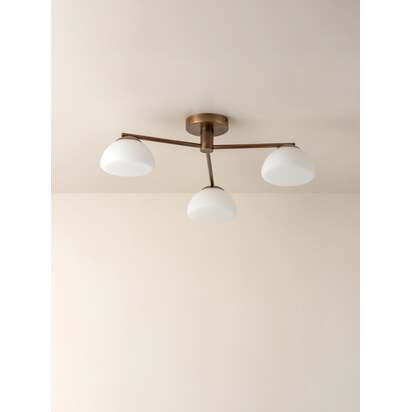 Silio - 3 light aged brass and opal flush - Default Title