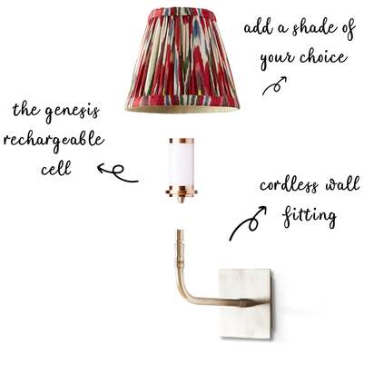 Stevie rechargeable wall fitting in antique silver