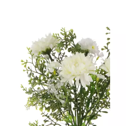 Floralsilk Artificial Daisy & Foliage in Glass Bottle Vase, White White | H35 x W18 x D18cm