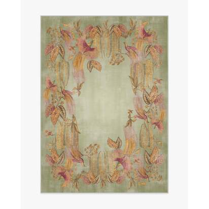 Bird of Paradise Silver Fern Flatwoven Rug by Sanderson - 150 x 215 cm - Rug + Pad System