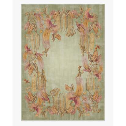 Bird of Paradise Silver Fern Flatwoven Rug by Sanderson - 305 x 425 cm - Rug + Pad System