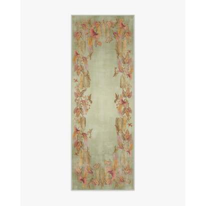 Bird of Paradise Silver Fern Flatwoven Rug by Sanderson - 75 x 215 cm - Rug + Cushioned Pad System