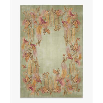 Bird of Paradise Silver Fern Flatwoven Rug by Sanderson - 185 x 275 cm - Rug + Cushioned Pad System