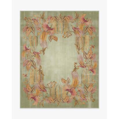 Bird of Paradise Silver Fern Flatwoven Rug by Sanderson - 245 x 305 cm - Rug + Cushioned Pad System