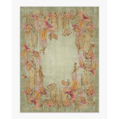 Bird of Paradise Silver Fern Flatwoven Rug by Sanderson - 275 x 365 cm - Rug + Cushioned Pad System