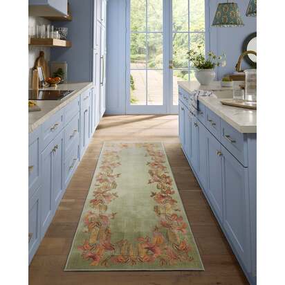 Bird of Paradise Silver Fern Flatwoven Rug by Sanderson - 185 Round cm - Rug + Cushioned Pad System