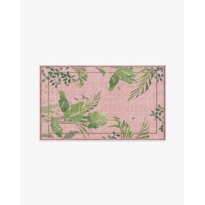 Palm House Rose Flatwoven Rug by Sanderson - 90 x 150 cm - Rug + Pad System