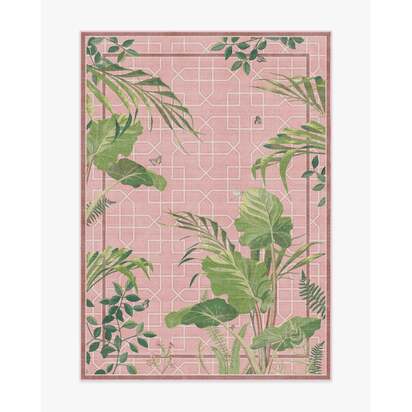 Palm House Rose Flatwoven Rug by Sanderson - 150 x 215 cm - Rug + Pad System