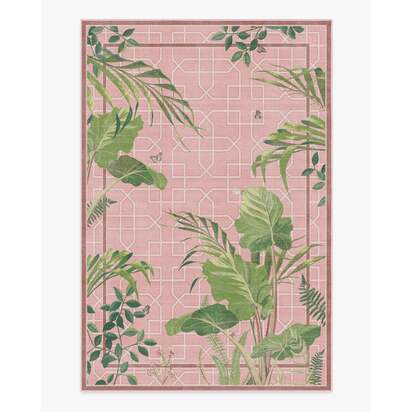 Palm House Rose Flatwoven Rug by Sanderson - 185 x 275 cm - Rug + Pad System