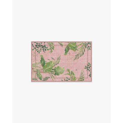 Palm House Rose Flatwoven Rug by Sanderson - 60 x 90 cm - Rug + Cushioned Pad System