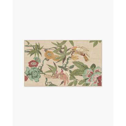 Bamboo & Bird Blush & Jade Flatwoven Rug by Sanderson - 90 x 150 cm - Rug + Pad System