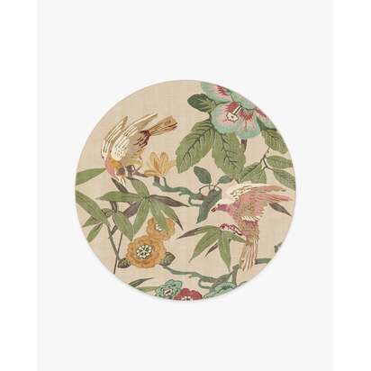 Bamboo & Bird Blush & Jade Flatwoven Rug by Sanderson - 185 Round cm - Rug + Pad System