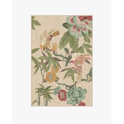 Bamboo & Bird Blush & Jade Flatwoven Rug by Sanderson - 120 x 185 cm - Rug + Cushioned Pad System