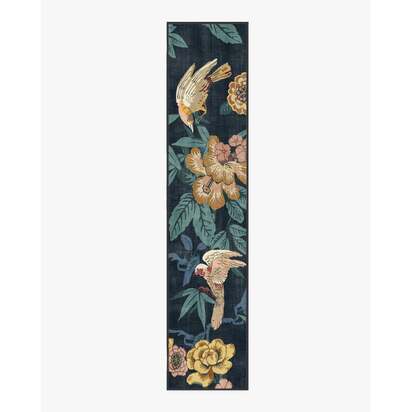 Bamboo & Bird Indigo Flatwoven Rug by Sanderson - 75 x 365 cm - Rug + Pad System
