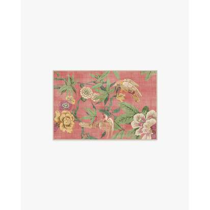 Bamboo & Bird Blossom Pink Flatwoven Rug by Sanderson - 60 x 90 cm - Rug + Pad System